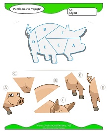 Puzzle Kes Yapıştır Çalışma Sayfaları